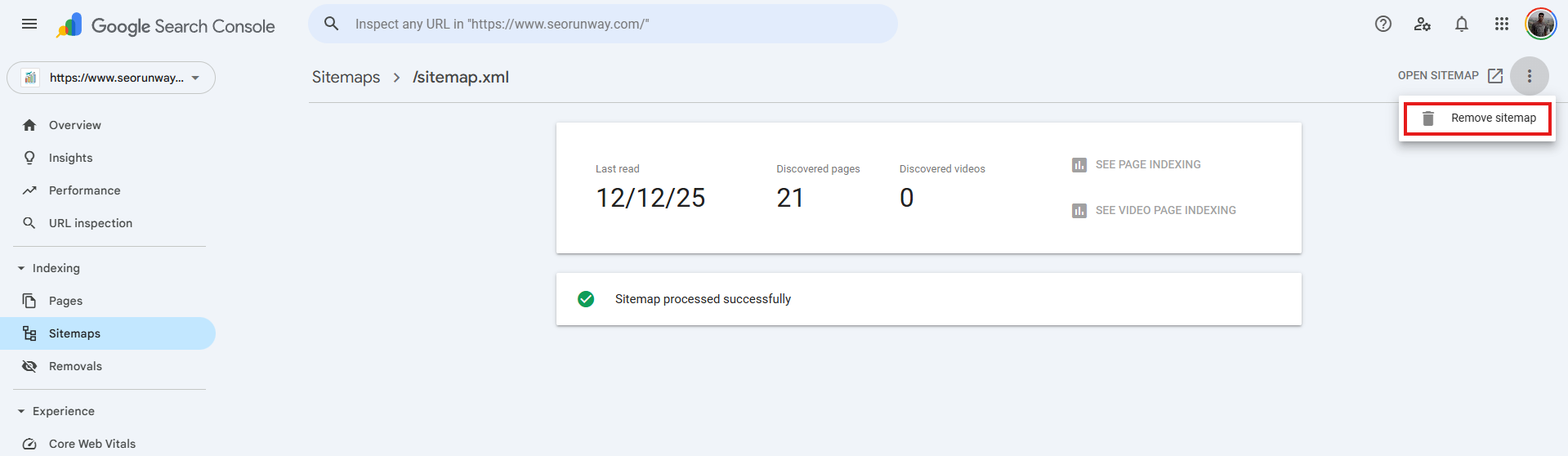 sitemap removal from Google Search Console